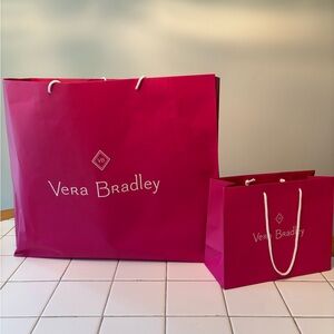 Vera Bradley Pink Shopping Bags totes paper gift two set small big travel party